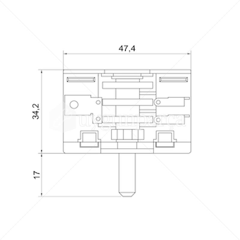 Oven Rotary Switch 3 Way Metal Shaft - 430 Serie. 4300717D