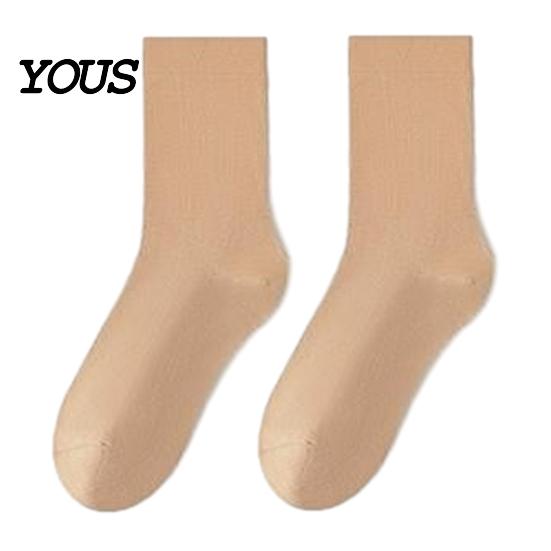 Soft Cotton Blend Socks Crew for Women, Solid Color Mid-calf Socks, Non-binding Lightweight Breathable Hosiery Daily Yoga And Sports, Comfortable