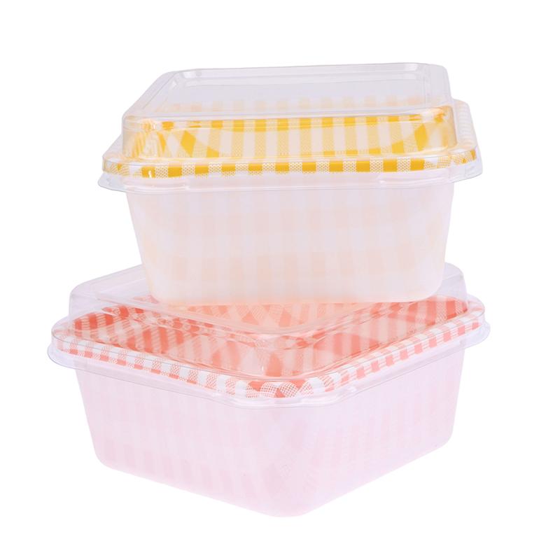 10 Stück Plastik Kuchen Mousse Dessertbecher Joghurt Lebensmittelbehälter mit klarem Deckel Melaleuca Mousse Gebäck Kuchenbox Verpackungsbox