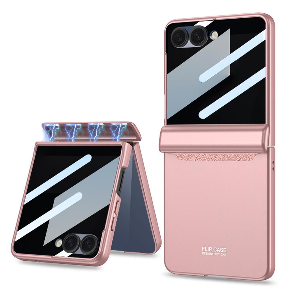 GKK For Samsung Galaxy Z Flip7 5G Case Magnetic Hinge Protection PC Phone Cover with Anti-Spy Tempered Glass Film