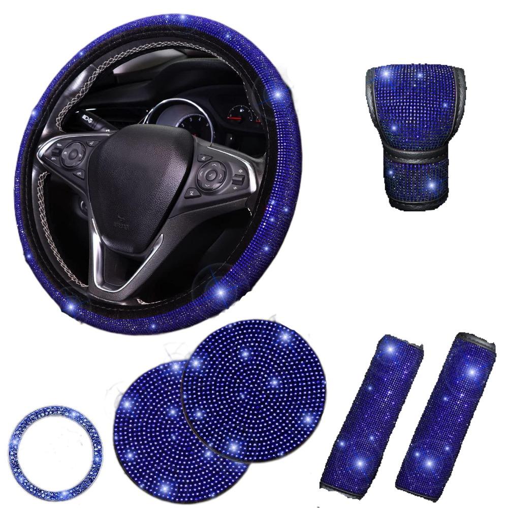 Sparkling Bling Car Interior Accessories Set Rhinestone Automotive Decoration Set Car Interior синий