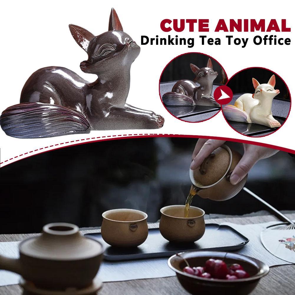 Tea Ceremony Accessories Latest Fox Color-Changing Tea Pet Ornaments Creative Household Small Fox Tea Play Desktop Figurines Decoration