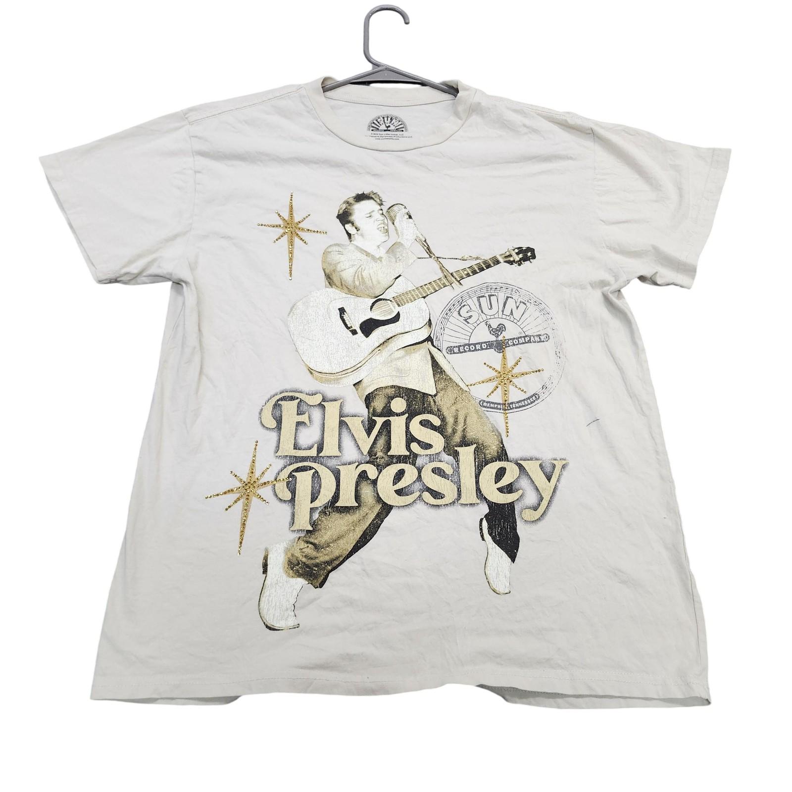 Elvis Presley Shirt Mens Small Beige Sun Records Graphic Tee Rock Music Tagless Unisex T-Shirt S