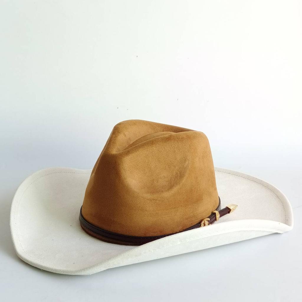 Western Cowboy Style Suede Patchwork Wide-brimmed Hat Parties Riding and Mexican-style Panama Hats Chapéu