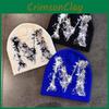 Knitted Letter M Beanie Hat For Women Warm Winter Fashion Gift Accessory