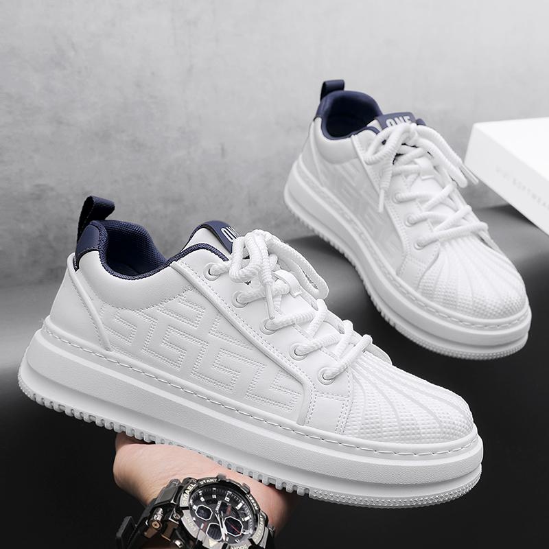 Fashion Men's thick soled casual shoes breathable soft sole four season comfort students white shoes outdoor walking sports board shoes