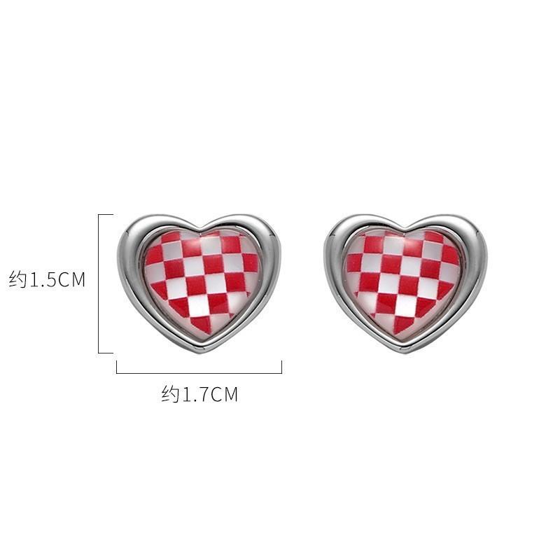 European and American checkerboard earrings exquisite 925 silver needle stud earrings hip-hop earrings wholesale