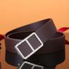Men's Plaid Genuine Leather Belt, Pure Cowhide with Steel Smooth Buckle – Youth Business Casual Style