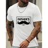 European Sizes HAPPY FATHER'S DAY And Moustache Graphic Print, Men's Novel Graphic Design T-shirt, Casual Comfy Tees For Summer
