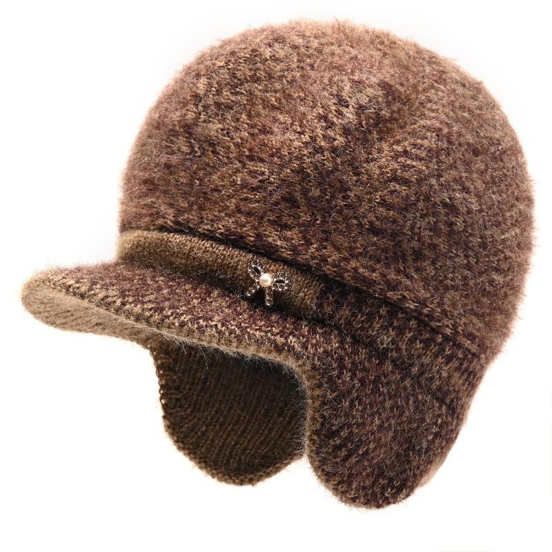 Winter Hat Women's Warm Hat Rabbit Hair Ear Protector Plush Thick Knitted Wool Hat