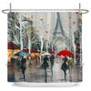 Retro Paris Tower and Flowers Shower Curtain Print Modern Nordic Minimalist Polyster Home Decor Bathroom Curtain with Hooks