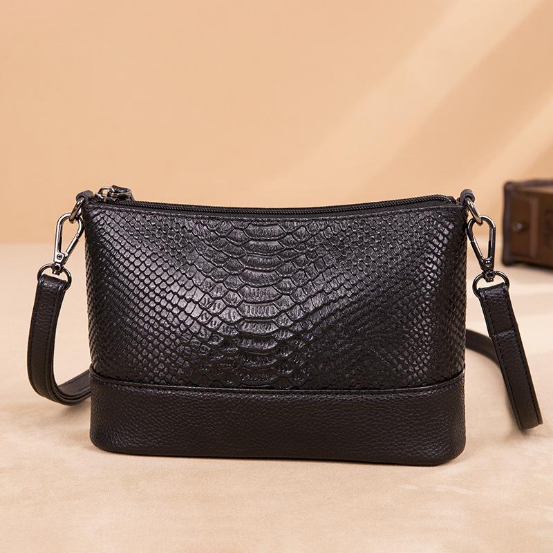 First layer cowhide women's bag new fashion leather shoulder messenger bag women's trendy versatile crocodile pattern small square bag
