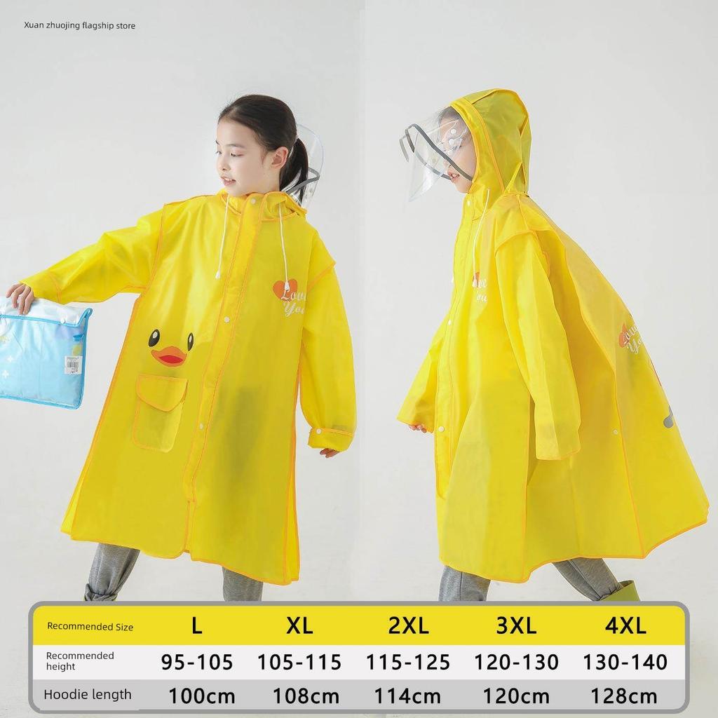 Children's Raincoat for Boys and Girls, Long Style, Full-Body Storm Protection with Backpack Space, Specifically for Kindergarten and Elementary