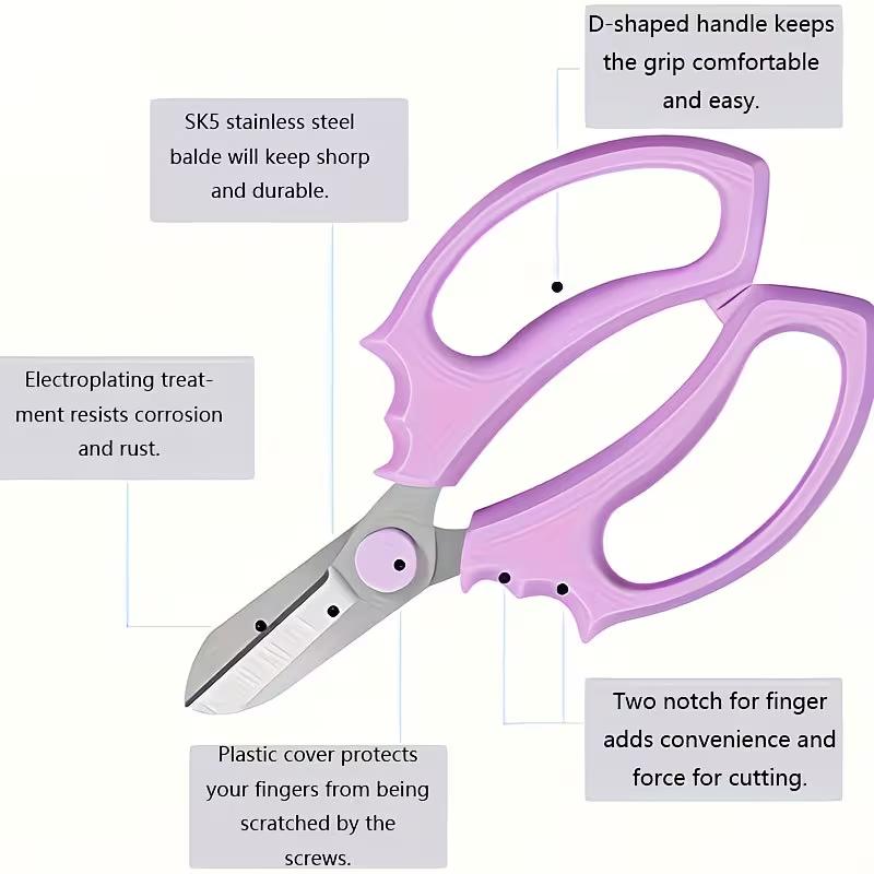 Professional Pruning Shears Stainless Steel Garden Scissors Heavy Duty Plant Trimmer for Flowers, Branches, Fruit Picking and Gardening