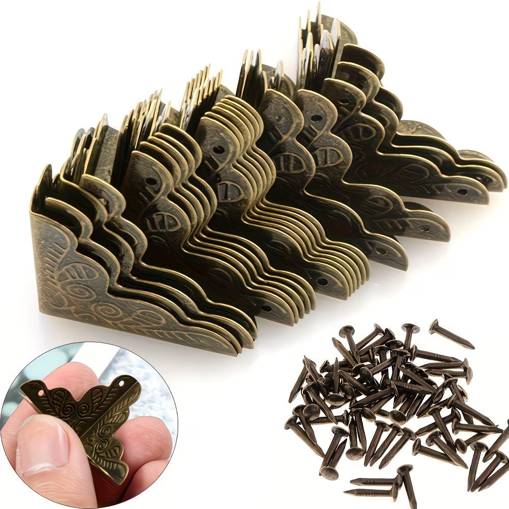 20pcs Printed Bag Corner Hardware, Retro Copper Metal Corner Protector, Wine Box Hinge Buckle Decorative Hardware  Accessories