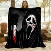 1PC Ghostface Scream Outdoor Flannel Throw Blanket - HD Printed Lightweight Soft Warm All-Season Blanket for Sofa, Bed, Travel, Camping 038