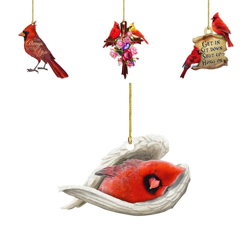 Acrylic Red Charming Bird Vehicle Hanging Decoration Fun Holiday Ornament For Car 78