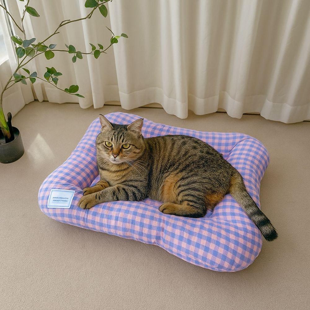 Macaron Plaid Dog Cushion Warm Pet Sleeping Bed Breathable Cat Mat  Winter