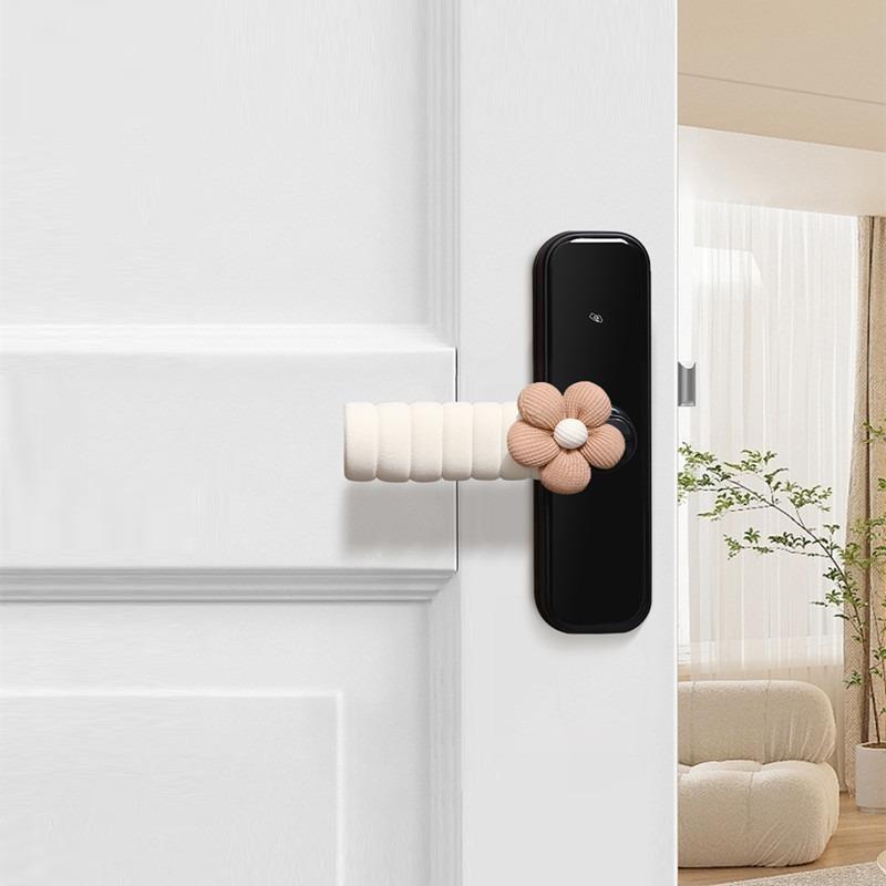 Cubierta para Manija de Puerta Antideslizante Antiestática Anticolisión Protector Decorativo Para Puerta de Dormitorio Con Suave Patrón Floral Uso Doméstico