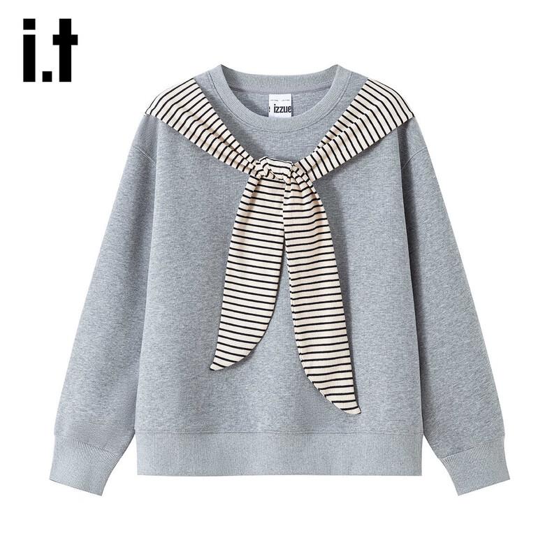 Izzue IT Женский полосатый платок, толстовка с имитацией двух частей S