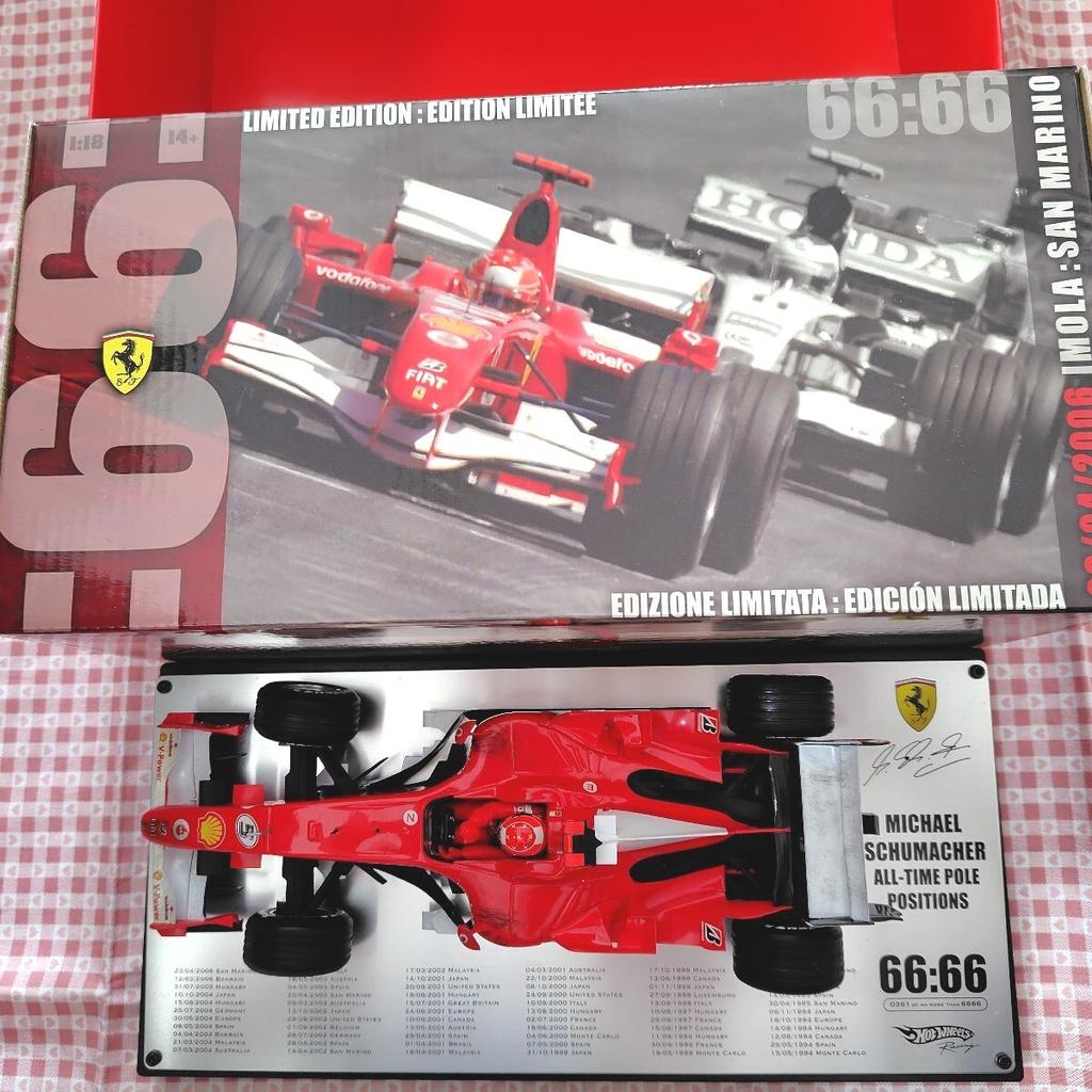 Hot Wheels Ferrari 248F1 Michael 66th Pole Position Commemorative Model Production of 6666 Mint Condition 1/18 - Schumacher's (Limited Units)