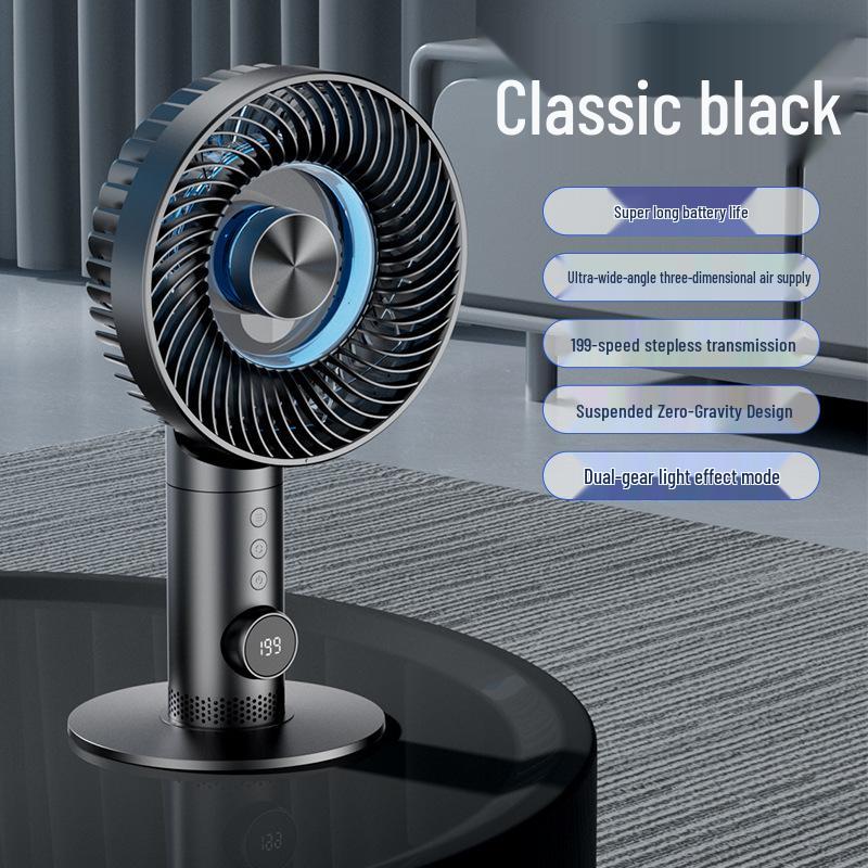 Rotating Head USB Rechargeable Desktop Mini Fan with Night Light Timer 194x162x326 mm