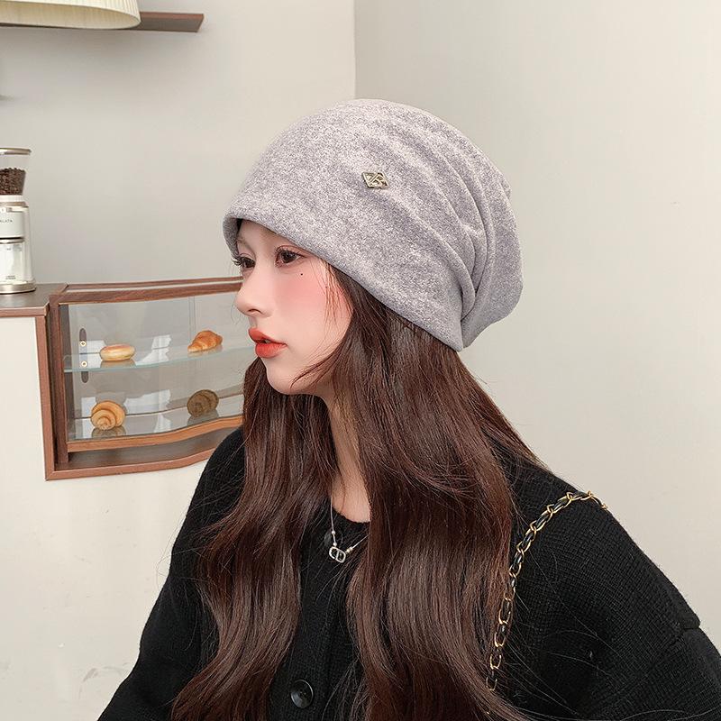 Autumn and Winter Cold Hats That Show Your Face Small Ins Style Fashion Pile Hats for Women Versatile Warm and Cold Proof Ear Protection Pullover Hats
