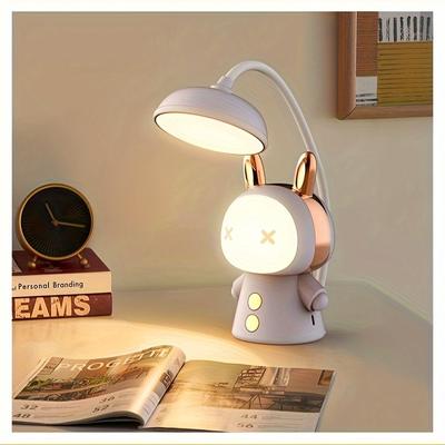1 süße Cartoon-LED-Schreibtischlampe – dimmbar, faltbar, wiederaufladbar, mehrfarbig, Augenschutz, Tastensteuerung, Schreibtisch, kabellos, Schlafzimmerdekoration