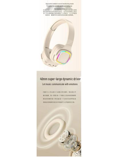 Glowing Long Battery Life Wireless Over-Ear Bluetooth Headset for Sports and Gaming