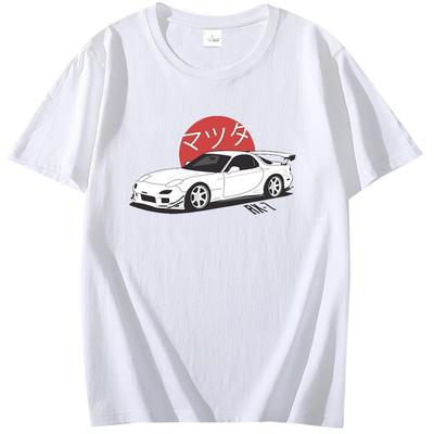 MEN Tshirt Mazda RX7 Printed Short Leeve T Shirts Harajuku Japanese Car Fans Racing Race Tee Shirt JDM Automobile Culture Summer