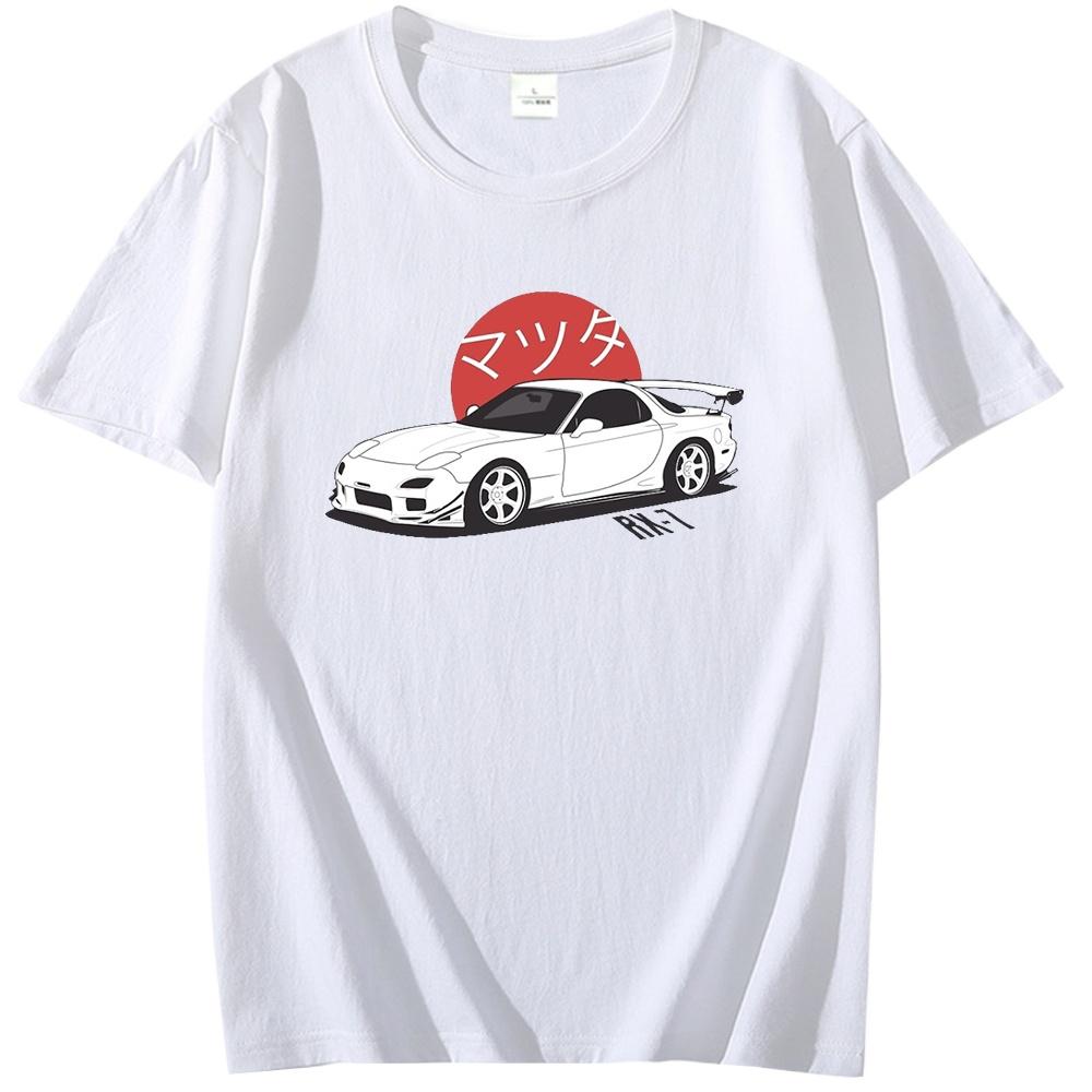 PÁNSKÉ Tričko Mazda RX7 S Potiskem Krátký Rukáv Trička Harajuku Japonské Automobilové Fanoušky Závodní Tričko JDM Automobilová Kultura Léto