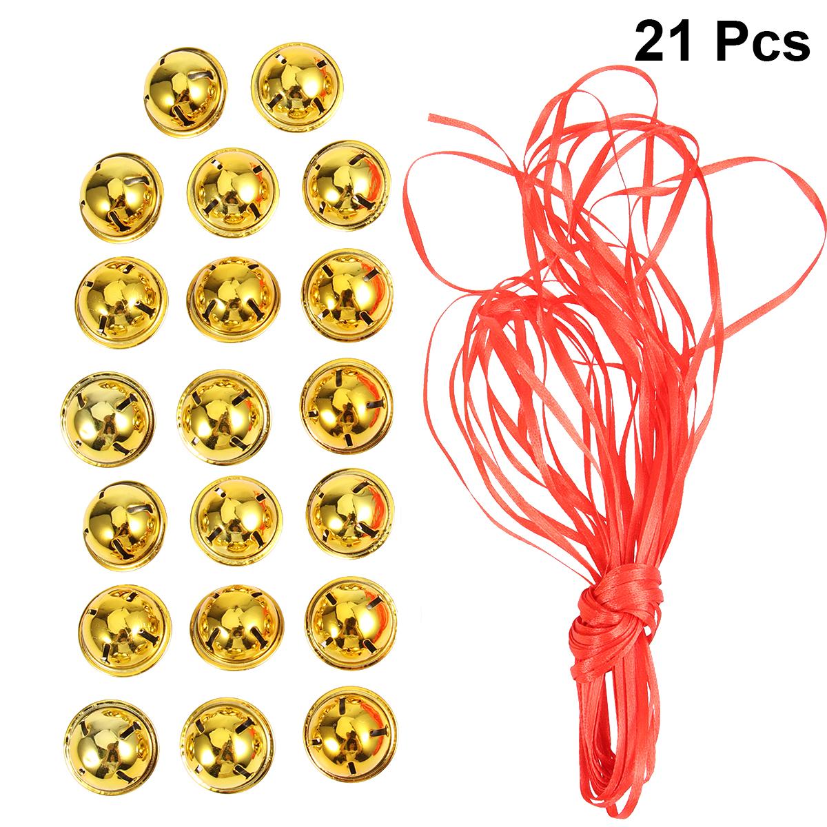 

21pcs Jingle Bell Decor Set 4Cm Golden Bells 10M Ribbon Christmas Hanging Diy Party Decoration Accessories Craft Wind other