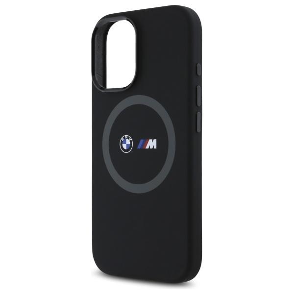 BMW Bmhmp16S23Srok Iphone 16 6.1        Czarny/Black Hardcase M Silicone Printed Ring Magsafe