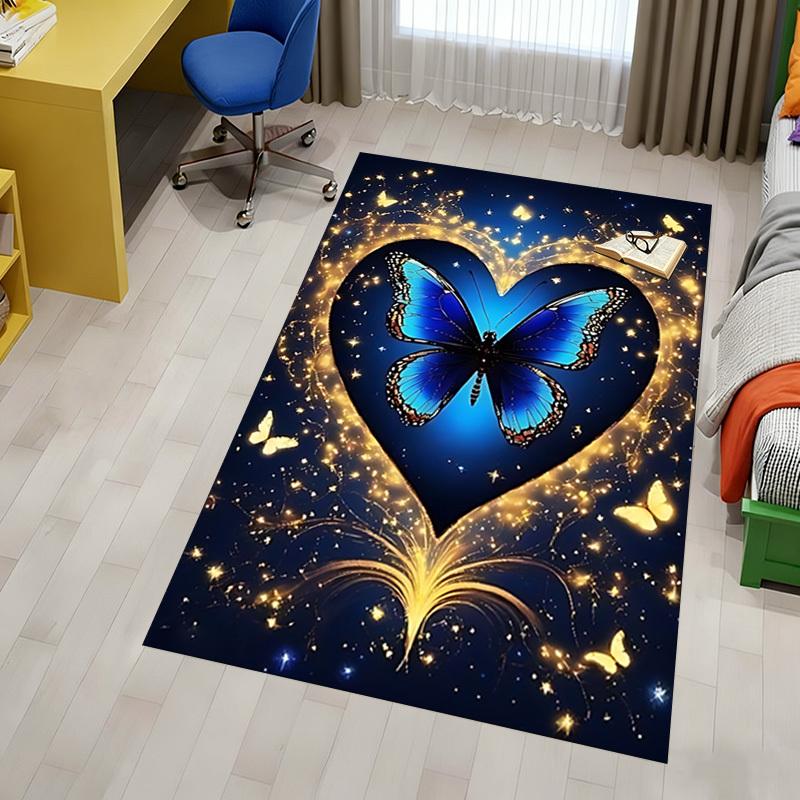 Butterfly Heart Pattern Area Rug, Office Carpet Indoor Outdoor Entrance Doormat, Non-Slip Soft And Comfortable, Living Room, C122082