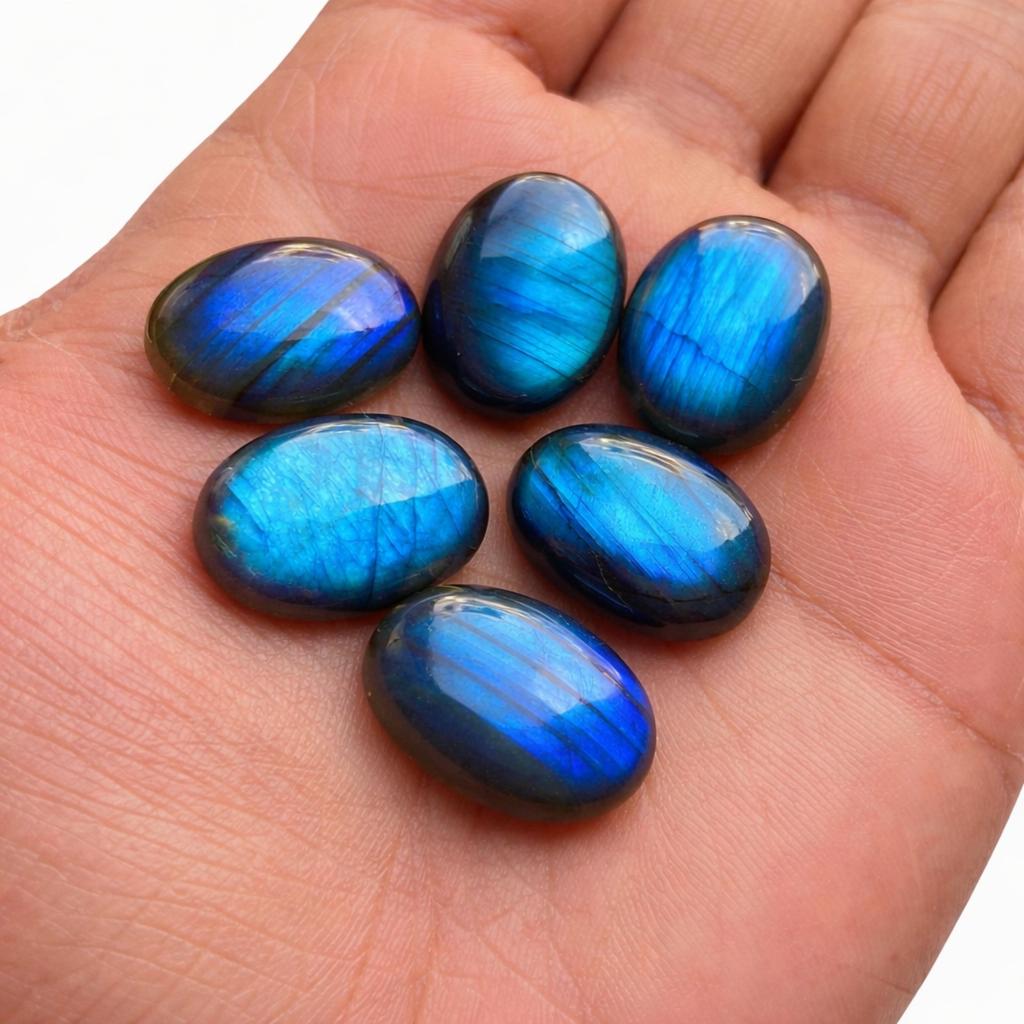 AAA+ Labradorite Cabochon Natural Oval Gemstone Calibrated Flat Back, 20x30mm Size Labradorite Loose Stone for Jewelry Making