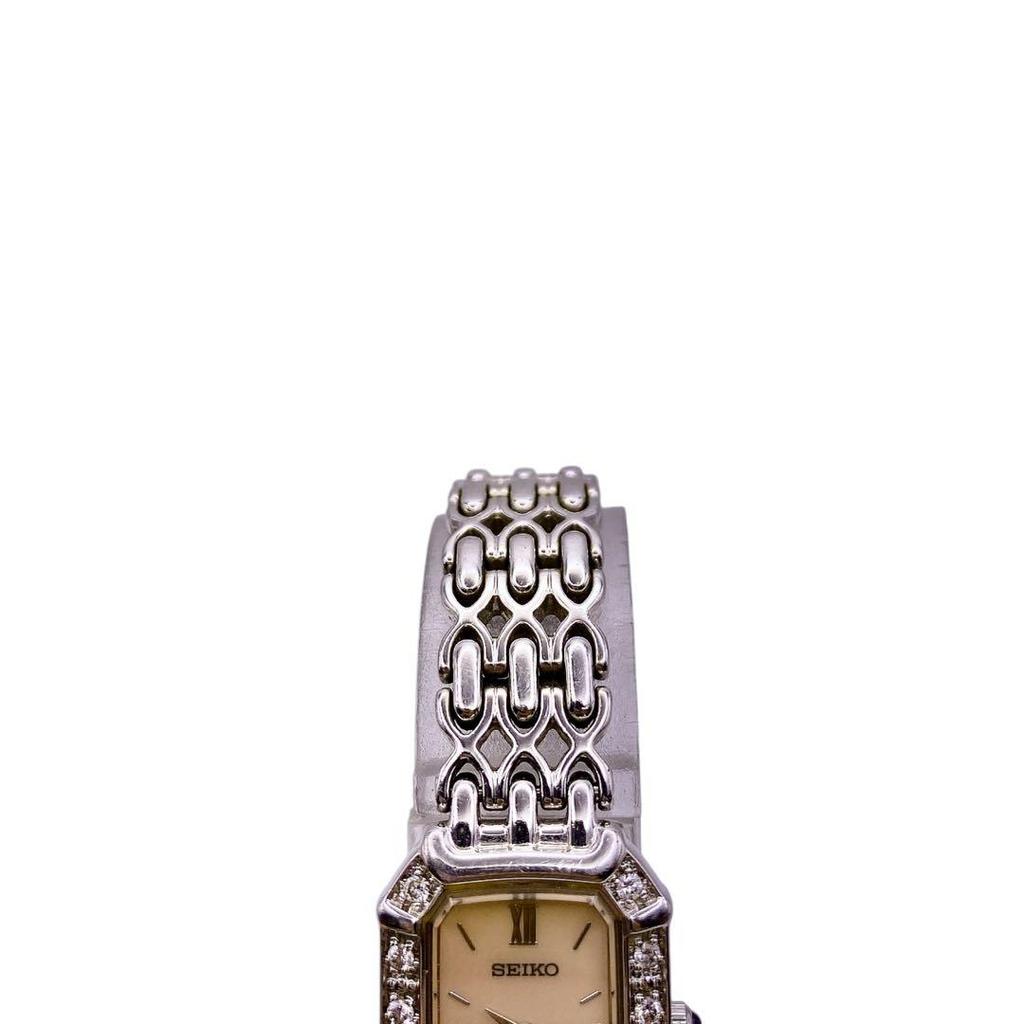 [USED] SEIKO Exceline 12P Diamond Shell Dial Silver Watch 1314