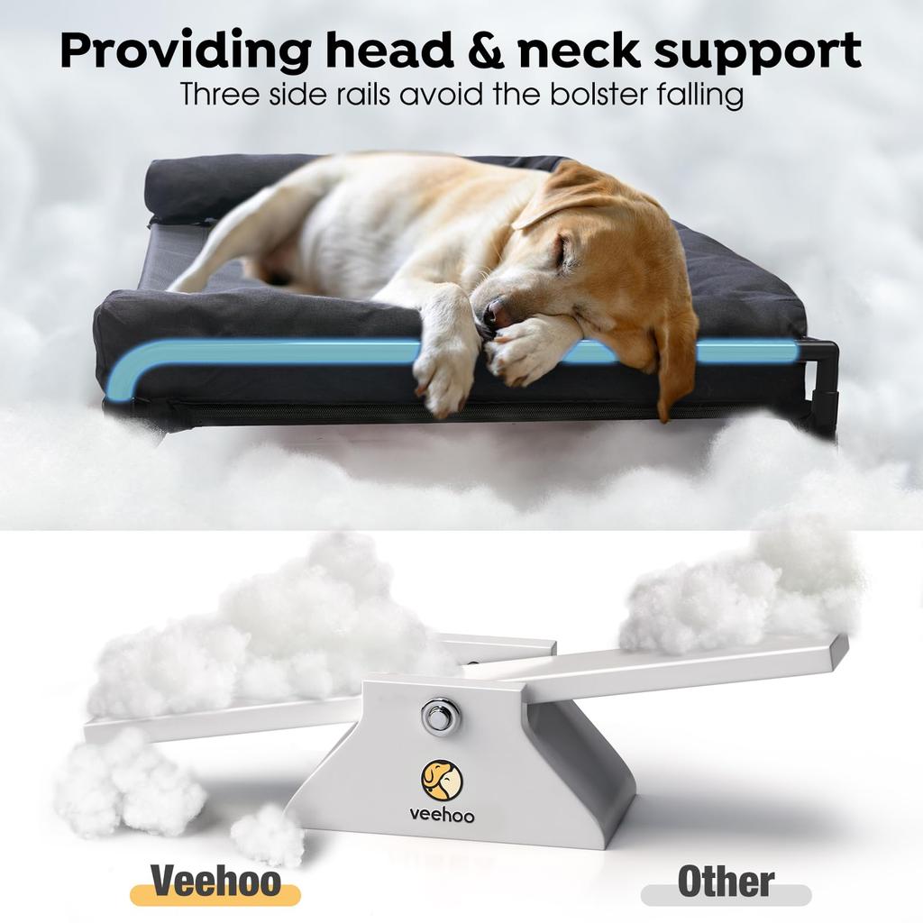 Veehoo Dog Pet Elevated Dog Dog Cot Bed for Large Washable Breathable Mesh Portable Elevated Pet Cot with Outdoor Dog Bed for Indoor and Outdoor Dog