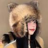 Fox Hair Raccoon Hat Female Winter Thickened Warm Ear Protection Lei Feng Cold Imitation Fur Pullover Hat