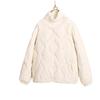 Women's Diamond Quilted V-Neck Down Jacket - White Petite Lightweight Outerwear, Short Autumn/Winter 2024 Fashion.