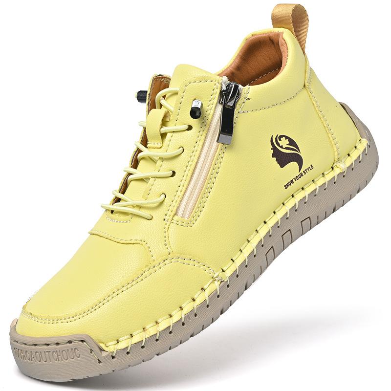 Pink Leather Sneakers Women Shoes Leather Loafers Shoes for Women Casual Shoes Hand Sewing Platform Loafers Woman Driving Shoes