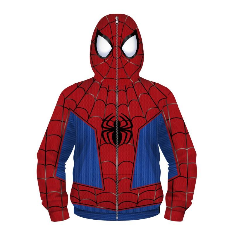 Boys Spring Autumn Spider Series 3D Digital Print Kids Roleplay Masked Long Sleeve Hooded Sweatshirt Kids