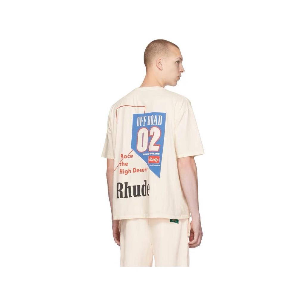 23SS cross-border European and American tide brand RHUDE micro-standard track letter printing short-sleeved t-shirt men's and women's high street 