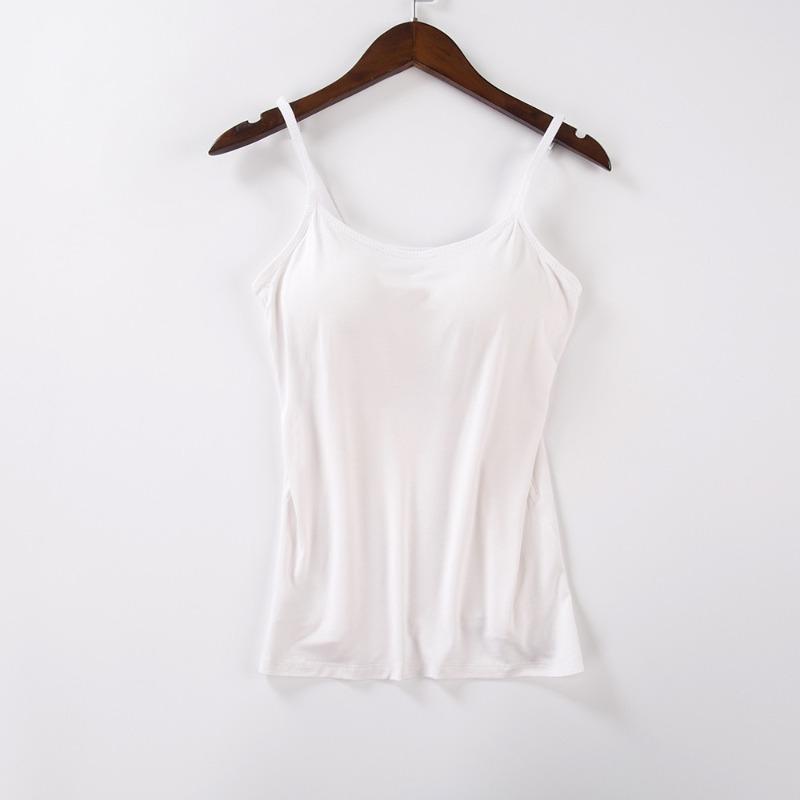 Summer Womens Casual Plain Spaghetti Strap Tank Top Daily Top S белый