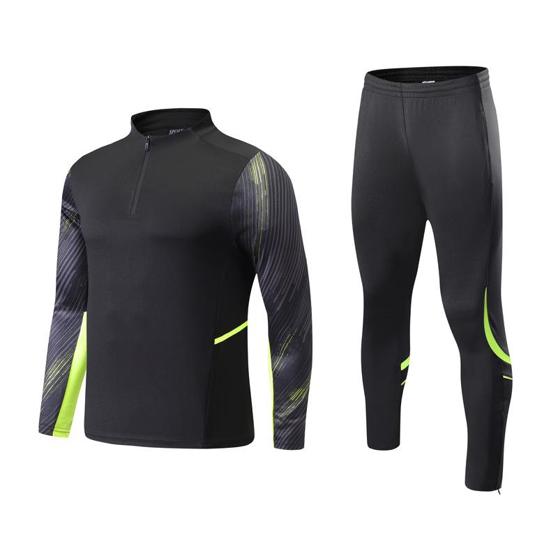 Long-sleeve football jersey sets, men's and women's autumn/winter half-pull sweatshirts, training team uniforms, children's competition uniforms, 