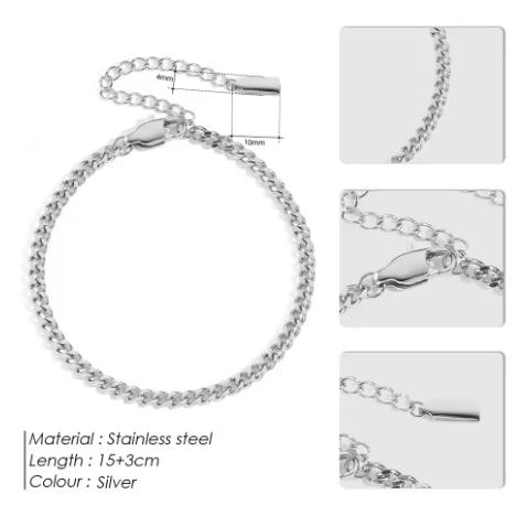 EManco Classic Cuban Chain Gold-Plated Bracelet Stainless Steel Upgraded Lobster Clasp Adjustable Simple Jewelry