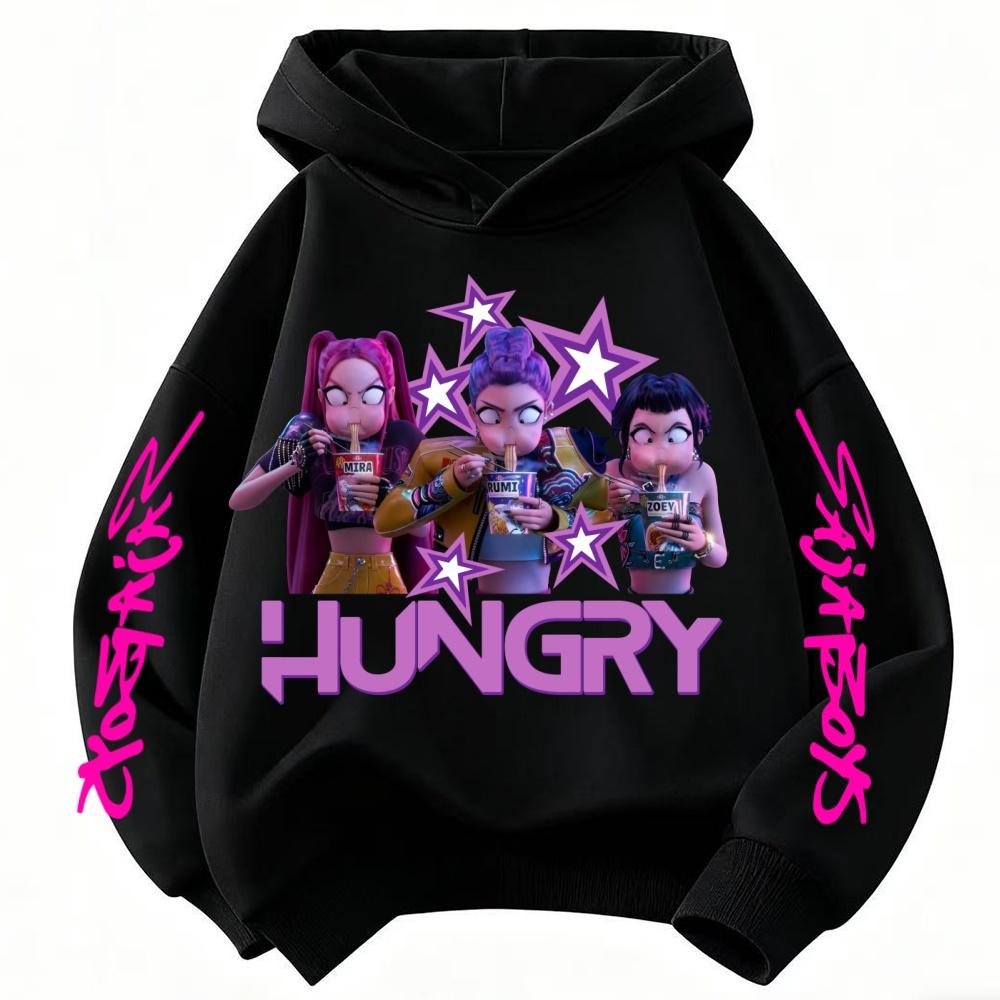 KPop Dämonenjäger Cartoon Niedliche Mädchen Kapuzenpullover Warm Rumi Kinder Welle Mode Lässige Oberteile Lässige Kleidung