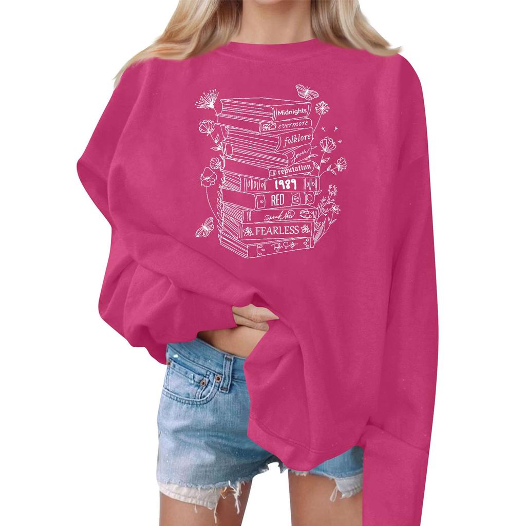 Women's Casual Fashion Print Long Sleeve O-Neck Sweatshirts Pullover Top