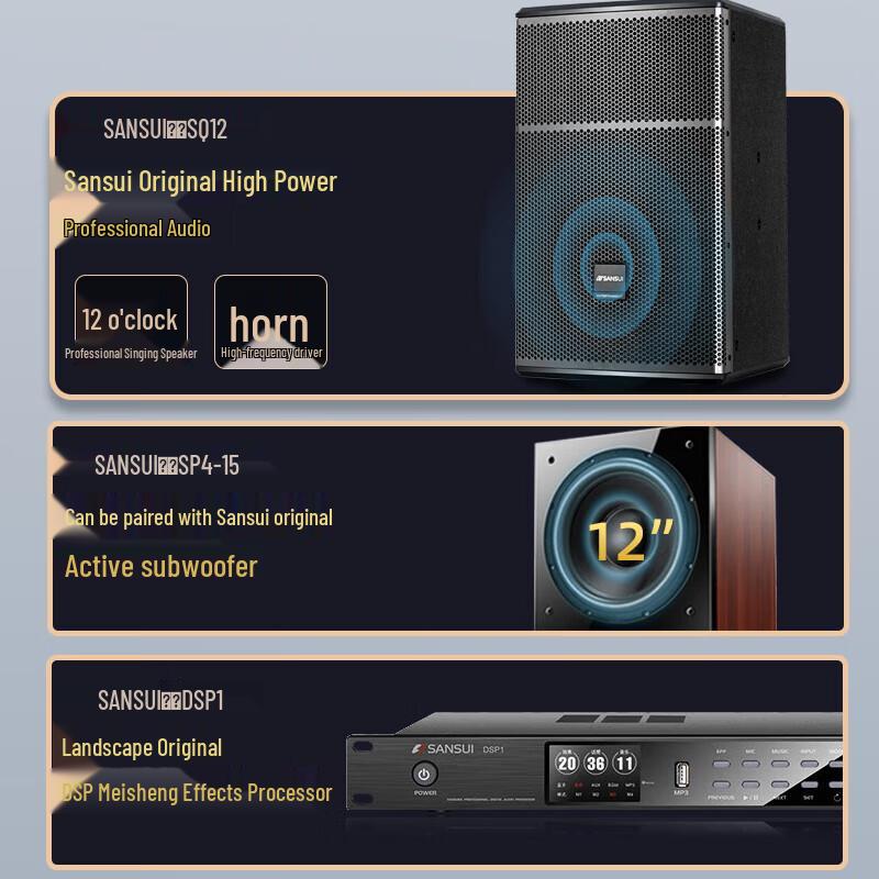 SANSUI SQ12 High-Power Home KTV Karaoke System CN Plug (adapter Included)
