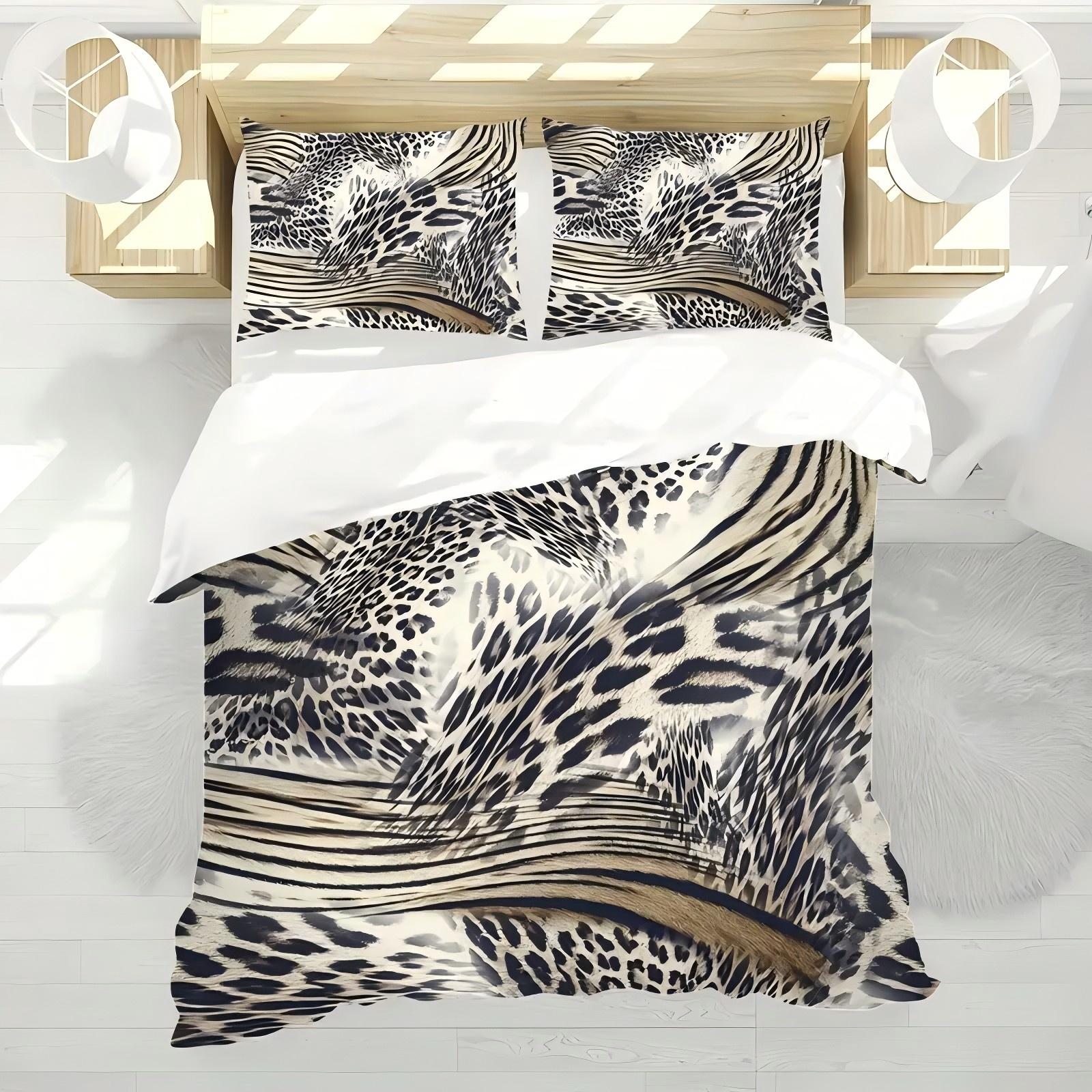 

Fashion Leopard Print Pattern 3D Printed Quilt Cover Home Textile Soft Comfortable Duvet Cover Pillowcase Modern Art Bedding Set 228x228cm 3pcs
