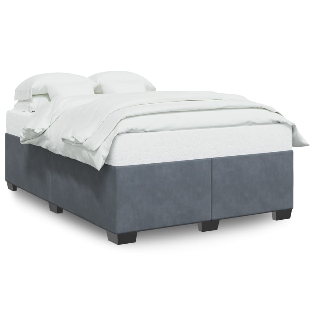 Bed Frame without Mattress Dark Grey 140 x 190 cm Velvet
